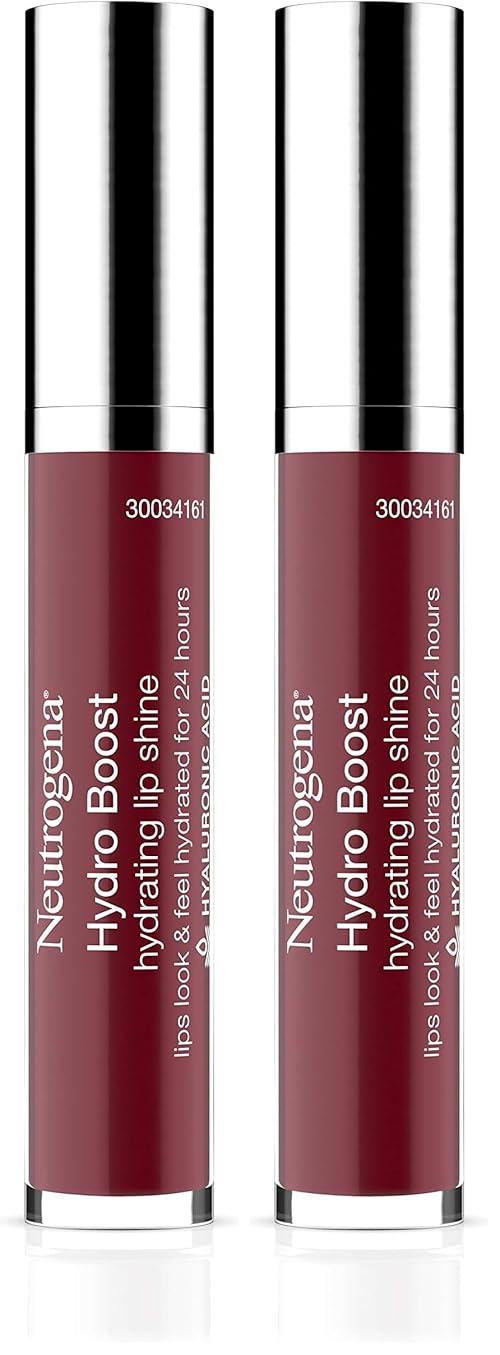Neutrogena Hydro Boost Moisturizing Lip Gloss, Hydrating Non-Stick and Non-Drying Luminous Tinted Lip Shine with Hyaluronic Acid to Soften and Condition Lips, 70 Velvet Wine, 0.10 oz (Pack of 2)