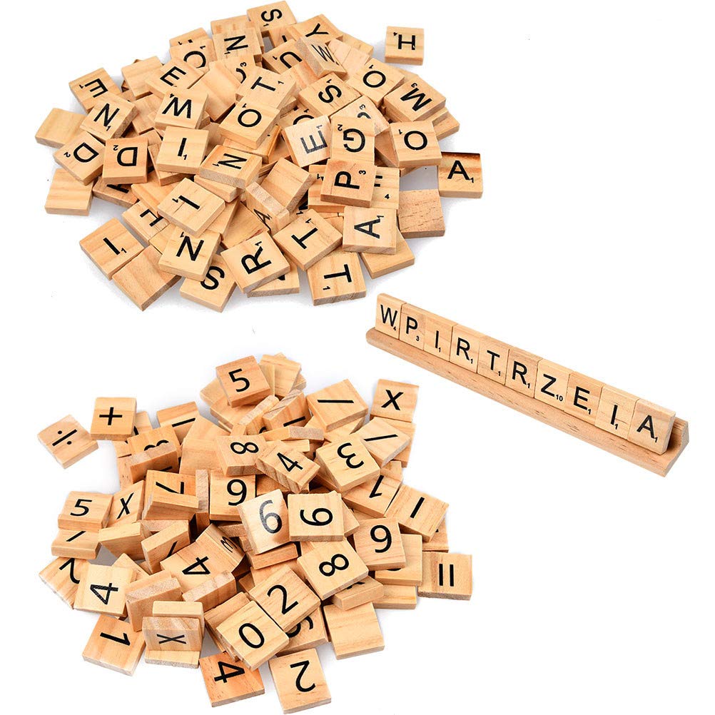 Buy BUYGOO Wooden Scrabble Tiles for Craft and Toddler, Wooden Scrabble