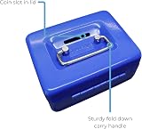 Cathedral Products Key Lockable Cash Box 4 Inch Blue with Lift Out Tray view 3