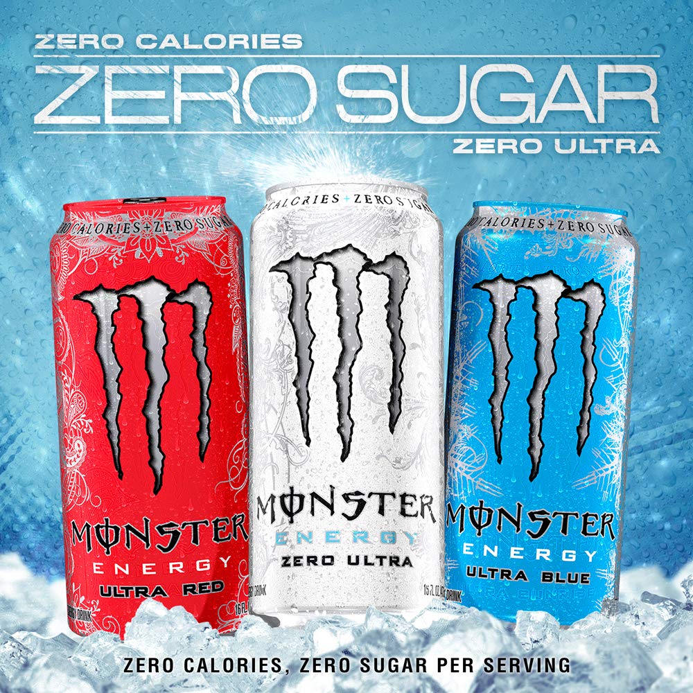 Monster Energy Zero Ultra, Sugar Free Energy Drink, 16 Ounce (Pack of