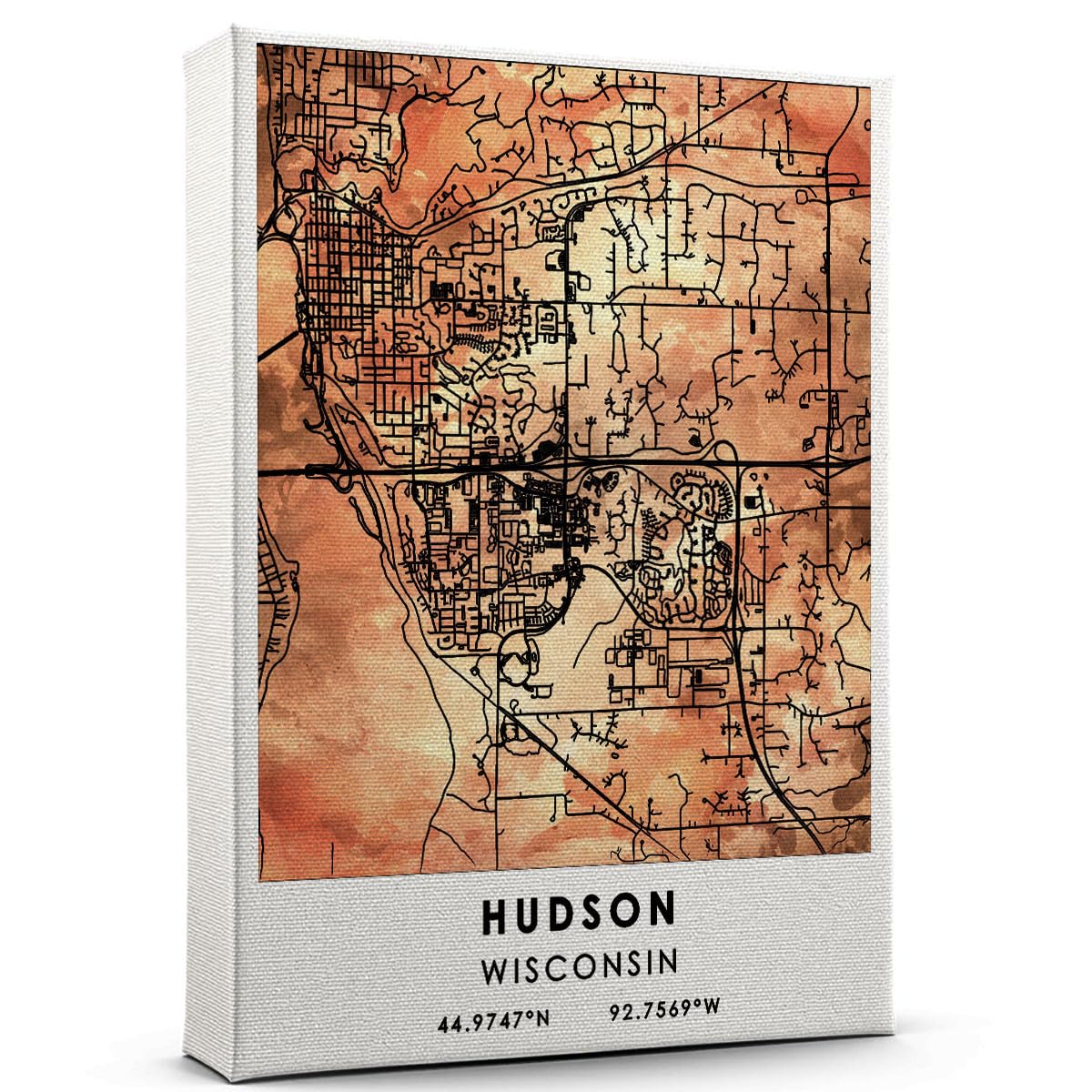 Hudson Map Poster, Wisconsin Map Art Poster, Map