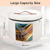 Les-Theresa White Felt Hat Storage Box 15.7"x9.8" Round Foldable Hat Carrier view 2