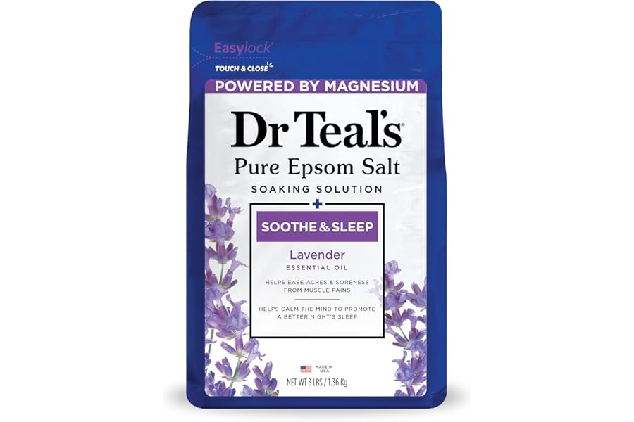 Dr Teal’s Epsom Salt Soaking Solution, Soothe & Sleep, Lavender, 3lbs