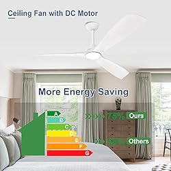 BvenuBigLite White Ceiling Fan with Light: 3 Blades