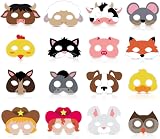Blulu 16 Piece Farm Forest Animal Masks Costume Dress-Up Party Supplies view 1