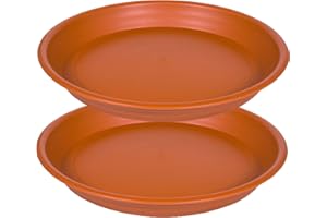 SAUCERHOME Plant Saucer Pot Tray 10 inch, 2 Packs Plastic Flower Planter Saucers and Drip Trays for Indoors Outdoors, Heavy Sturdy Durable Plant Plate Water Catcher (Terra Cotta)