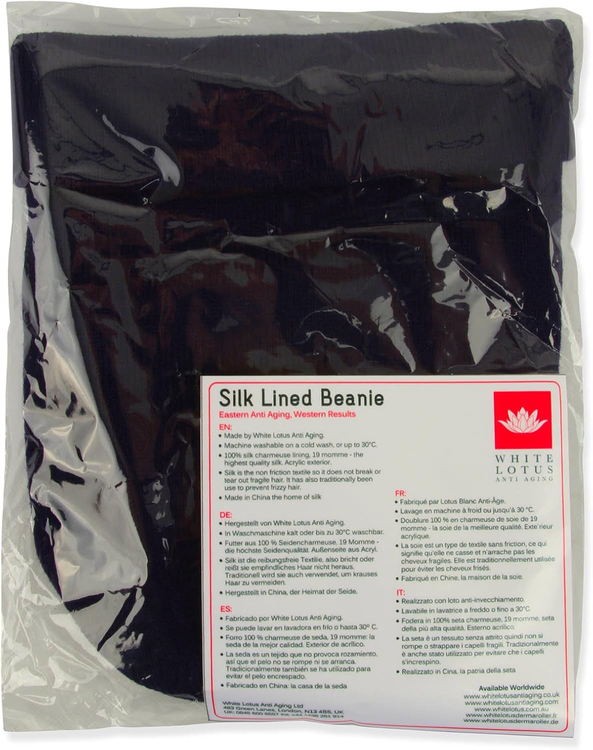 White Lotus Anti Aging Silk Beanie Non Friction Natural Hair Loss