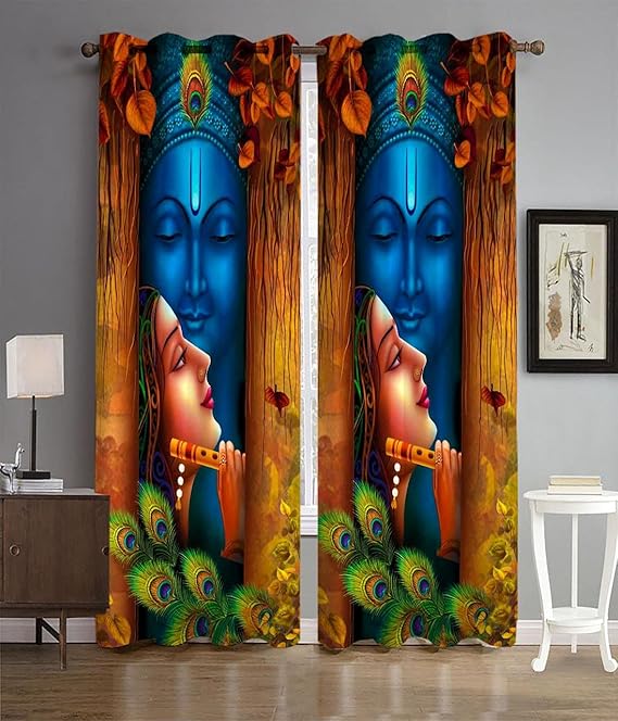 Buy Neymo Polyester 3D God Radha Krishna Printed 4 x 5 Feet Window