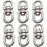 Floyutin 304 Stainless Steel M4 Swivel Eye Hook Double Ended Eye-Eye Chain Connector Shackle Ring for Hanging 6PCS