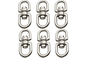 Floyutin 304 Stainless Steel M4 Swivel Eye Hook Double Ended Eye-Eye Chain Connector Shackle Ring for Hanging 6PCS