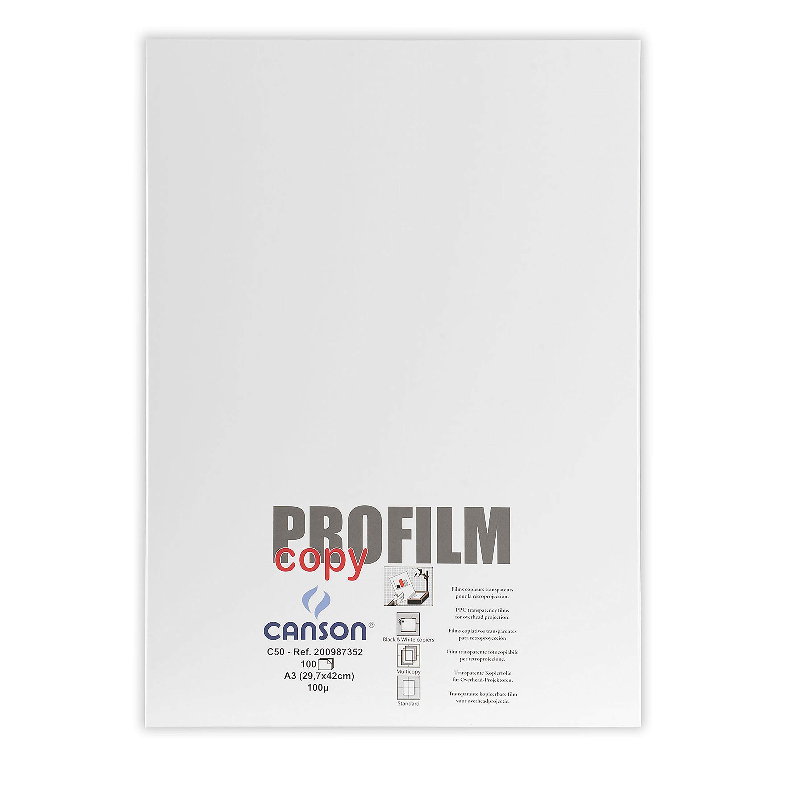 Canson Profilm-Copy A3 Transparent Photocopiable Film for Overhead Projection (Pack of 100)
