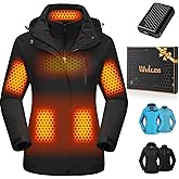 Wulcea 3-in-1 Graphene Heated Jacket For Women 12V 18400mAh Fast Charge With Large Capacity