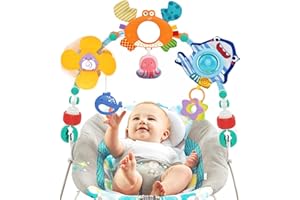 ABOOSAM Baby Stroller Car Seat Toys: Adjustable Stroller Arch Carseat Toys Baby Infant Newborn Toys 0-3 0-6 Months - Montessori Sensory Travel Crib Bouncer Bassinet Activity Toys for Boy Girl 0 3 6 9 12 Month