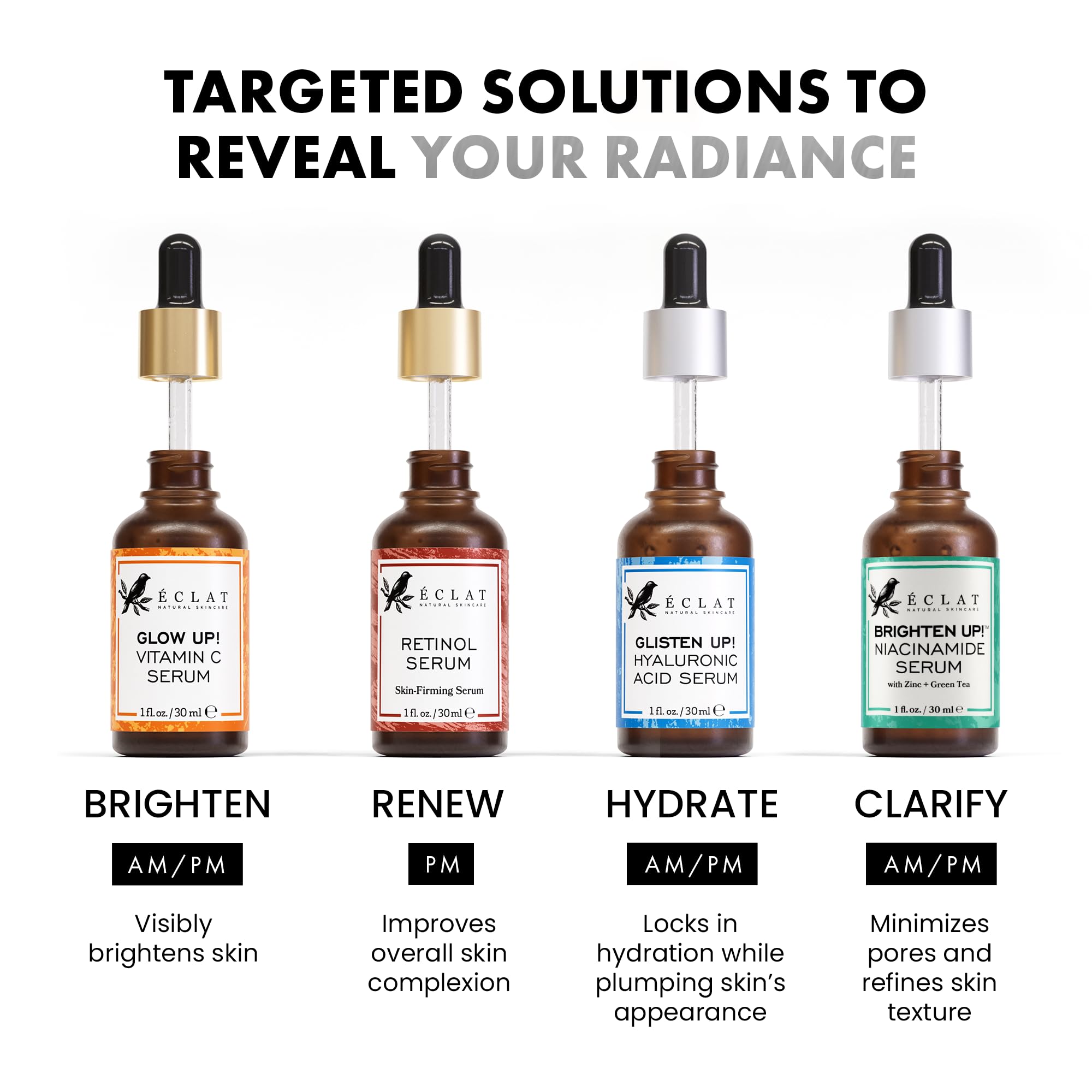 Eclat Skincare Vitamin C Face Serum - Skin Care for Dark Spots, Vitamin C Serum with Hyaluronic Acid, Ferulic Acid, & Vit E - Anti Aging and Skin Brightening, Pure Vit C Facial Care - 30 ml