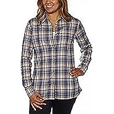 Weatherproof Ladies Vintage Plaid Long Sleeve Shirt- Sand, X-Small