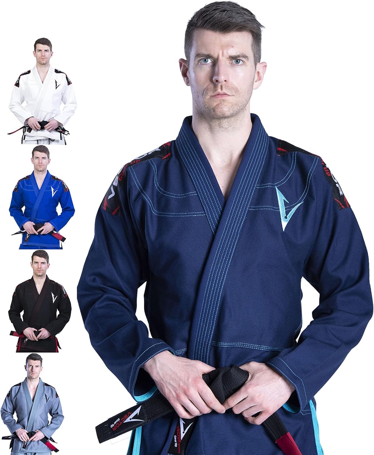 Vector Brazilian Jiu Jitsu BJJ Gi Kimono with FREE White Belt Lightweight Preshrunk Pearl Weave 100% Cotton Fabric Attila Series (Navy, A0)