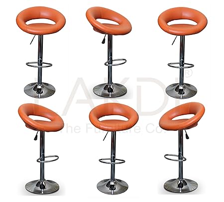 Lakdi Swivel Seat, Height Adjustment Bar Chair, Stool with Footrest Set of 6 Combo MFN(132117_3_C_6)