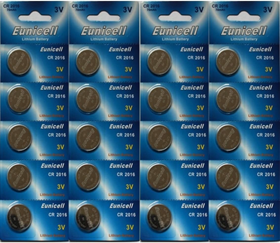 EunicellCR2016 DL2016 5000LC CR 2016 3v Lithium Coin Cell Batteries, Pack of 20, packaged in separate blisters