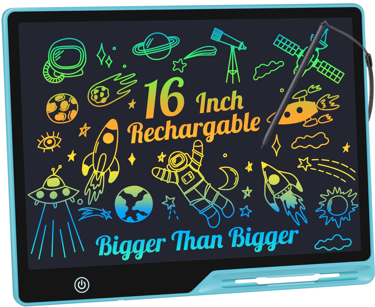 LCD Writing Tablet,16 Inch Colorful Screen Rechargeable Doodle Board Toddler Educational Toys for 3 4 5 6 Years Old Boys Girls Reusable Portable Drawing Tablet Christmas Toys Gifts for Kids (Blue) β image 1