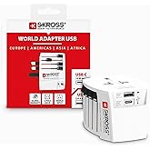 SKROSS Universal Travel Plug with USB and USB C, 1.302962, White