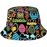 Funny Cute Easter Rabbit Bunny Egg Bucket Hats Sun Cap Packable Outdoor Fashion Adults Fisherman Hat for Women Men