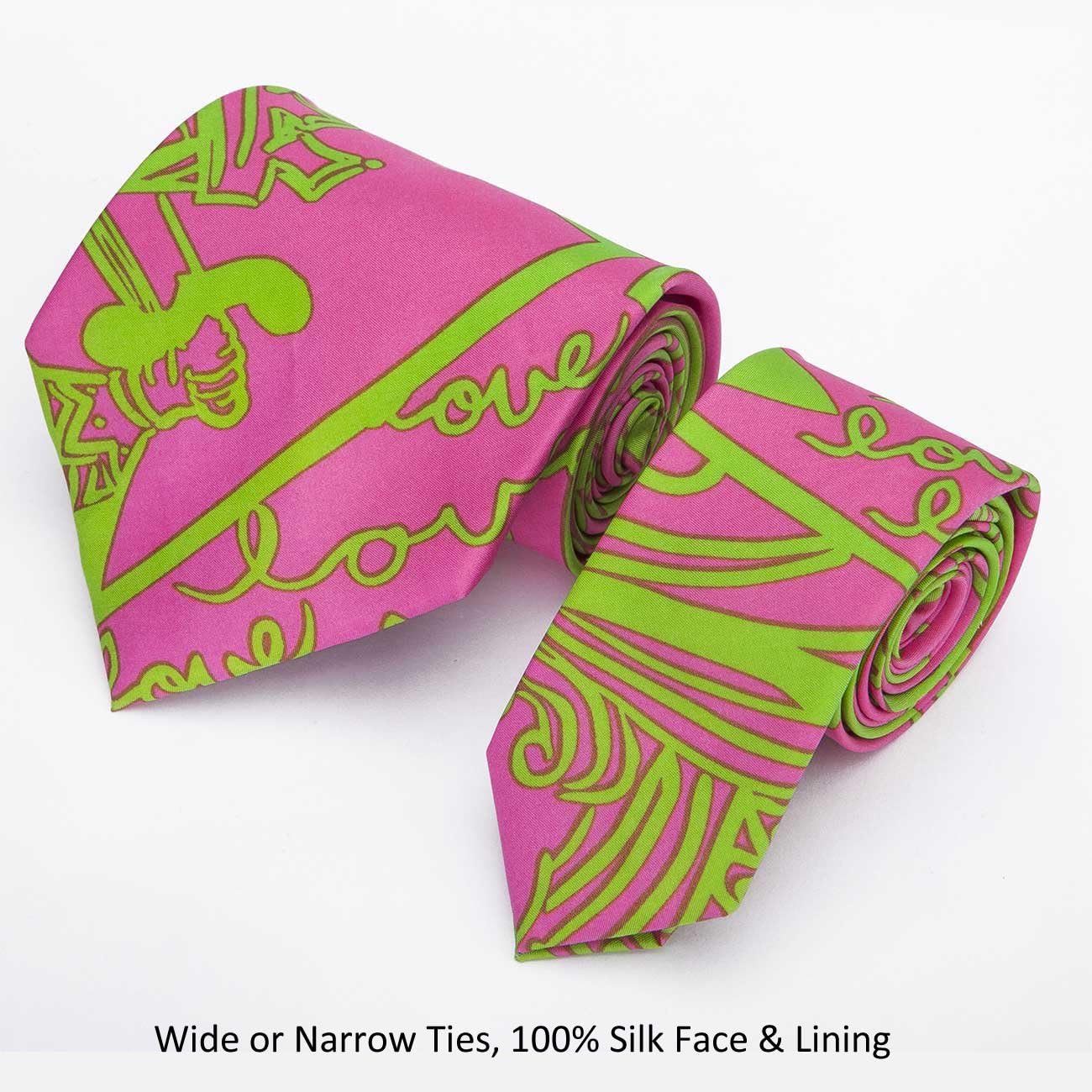 Mens "TheRomeo Love" Silk Tie Set, With Pocket Square