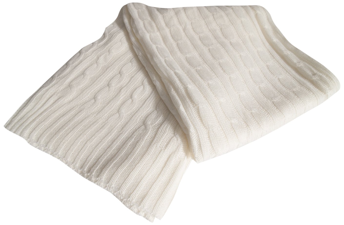 Soleil d'Ocre Acrylic Knitted Blanket 120x150cm, Acrylic, White, 150x120x1cm