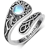 jiulegufa Just Breathe Ring 925 Sterling Silver Moonstone Just Breathe Rings for Women Inspirational Jewelry Gifts for Women