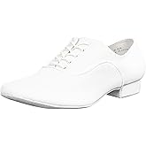 Linodes Breathable Oxford Men's Latin Dance Shoes 1 Inch Leather Sole Ballroom Salsa Tango Waltz Character Shoe