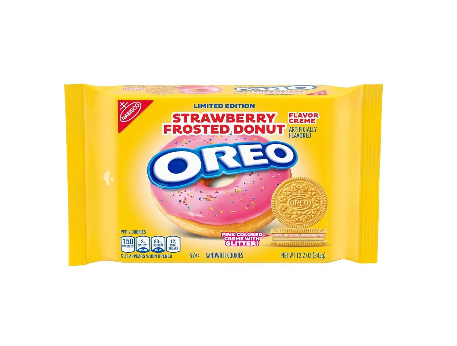 Oreo Strawberry Frosted Donut Creme Golden Sandwich Cookies Limited edition 12.2 oz, 1 Count