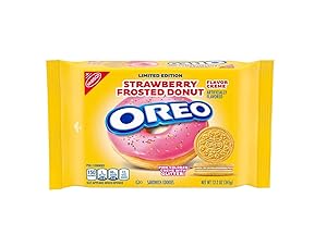 Oreo Strawberry Frosted Donut Creme Golden Sandwich Cookies Limited edition 12.2 oz, 1 Count