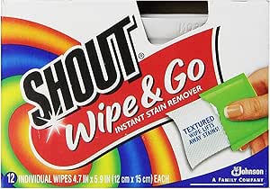 Shout Wipe and Go - Portable Stain Treater Towelettes, 12 Count Each