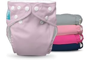 Charlie Banana Baby Washable and Reusable Cloth Diapers, 5 Soft Pocket Diapers and 5 Absorbent Inserts, One-Size, My First Diaper Pastel Pink