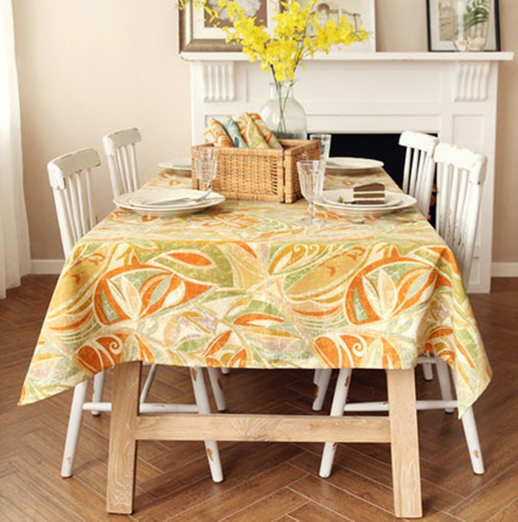 Ethomes American Pastoral Village Style Orange Tablecloths Rectangular for Dinning/Tea Table Household Appliances Towel Coffee Shop Table Approx 55x78 inch