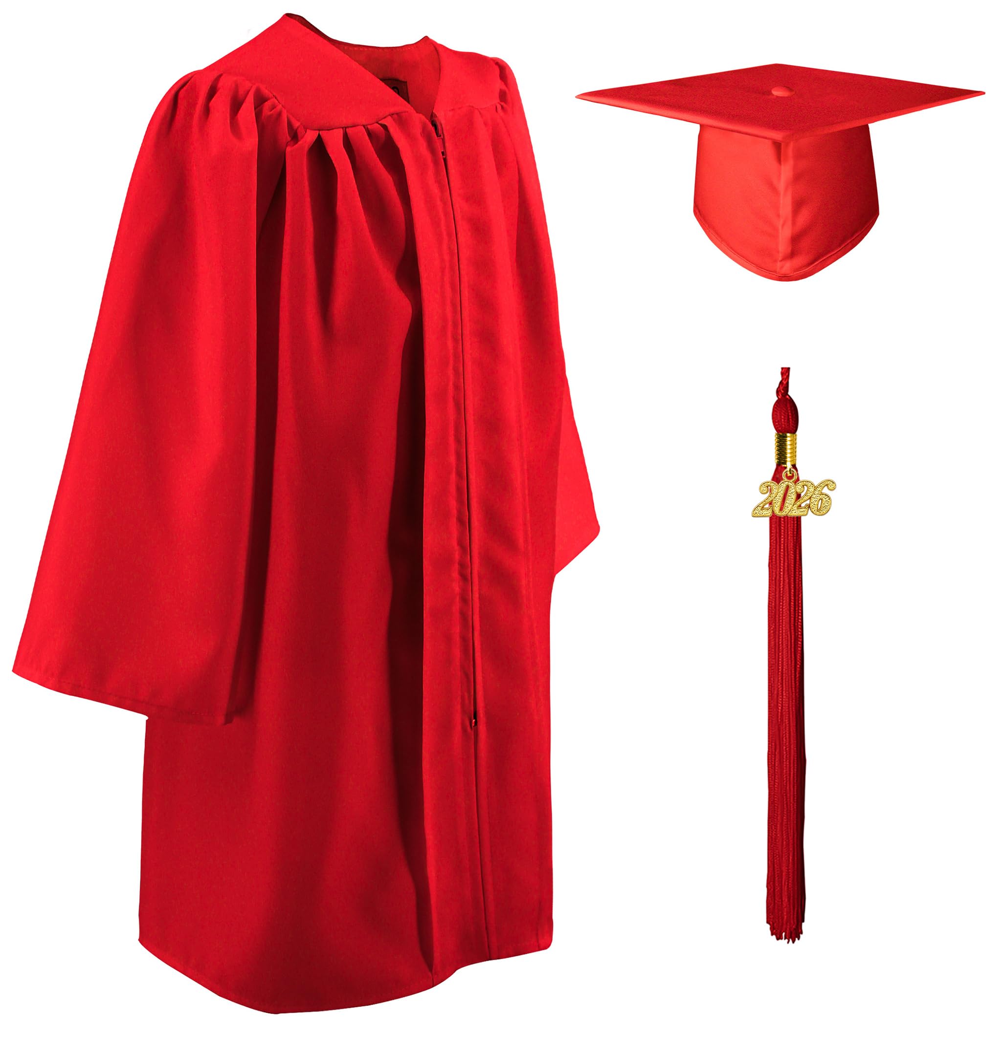 GraduatePro Kids Graduation Cap and Gown with 2026 Tassel Child Nursery Preschool Kindergarten Toddler Costume Outfit Set Red 30=112-130
