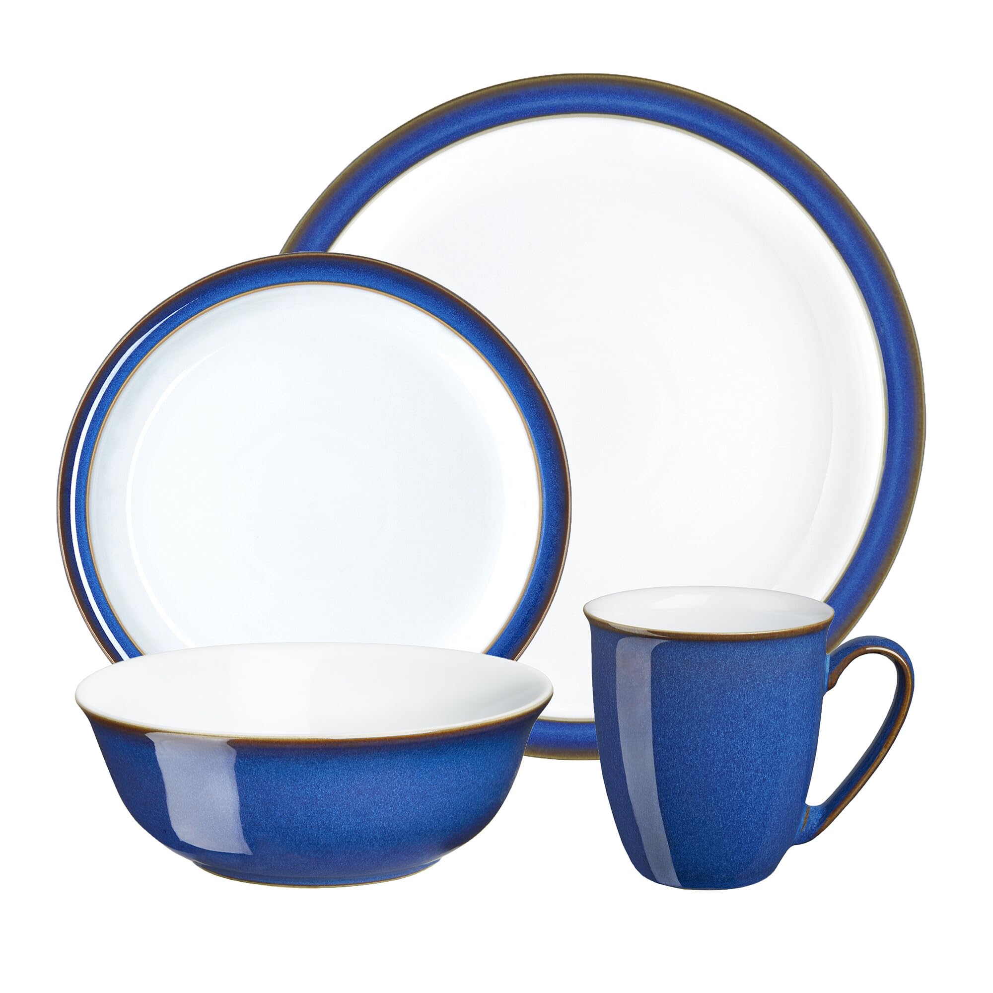 Denby - Imperial Blue Dinner Set For 4 - 16 Piece Ceramic Tableware Set Blue, White - Dishwasher Microwave Safe Crockery Set - 4 x Dinner Plate, 4 x Small Plate, 4 x Cereal Bowl, 4 x Coffee Mug — image 1