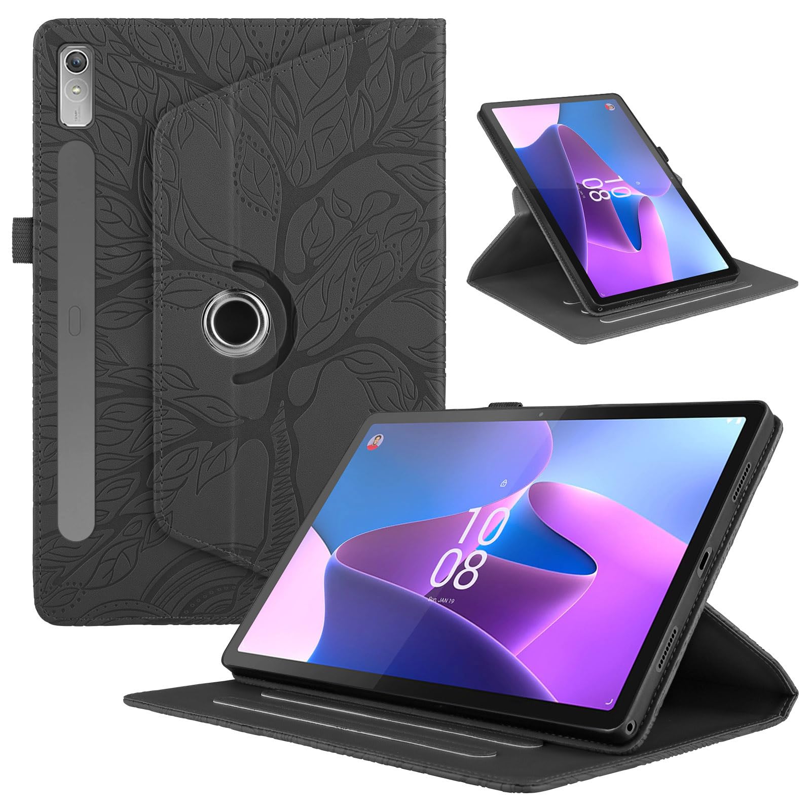 TEDTIKJT Rotating Case for Lenovo Tab P11 Pro 2nd Gen 11.2 Inch 2022 TB138/ TB132 PU Leather Tablet Case 360 Degree Rotating Stand Protective Cover for Lenovo Tab P11 Pro 2nd Gen, Black