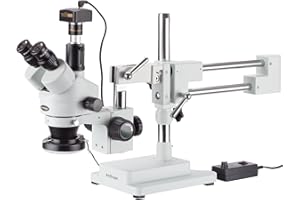 AmScope SM-4TZ-144-5MT Trinocular Stereo Microscope, WF10x Eyepieces, 3.5X-90X Magnification, 0.7X-4.5X Objective Power, 0.5X