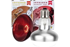 ReptiKing Reptile Heat Lamp, 2 Pack 100W Intense and Infrared Basking Bulbs Light for Reptiles, UVA Daylight Night Red Basking Light for Bearded Dragon, Lizard, Gecko,Reptile Heat Bulb