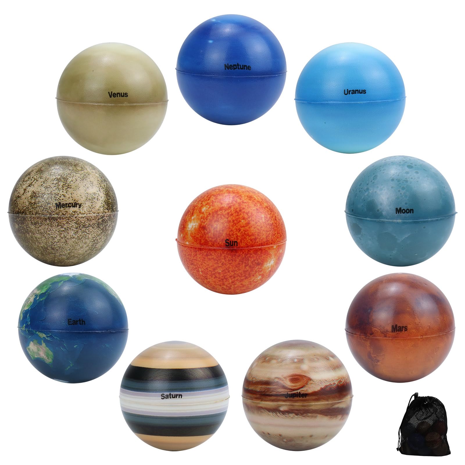 10 PCS Solar System for Kids - Planet Educational Ball Toys, Space Ball Solar System Relaxing Balls, Planets for Kids Space Party Decorations for Kids Party Favors, Gift Bag Filling