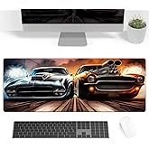 Car Gaming Mouse Pad, 3D Racing Sports Game Large Extended Desk Mat 27.5x11.8 inches with Non-Slip Base & Stitched Edges, Waterproof Desk Mat for Office, Home, Laptop, Computer Keyboard