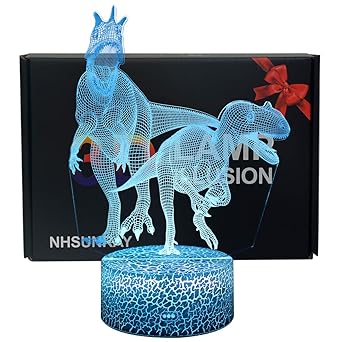 NHSUNRAY 3D Dinosaurio Luz de Noche Lámpara de Ilusión Dinosaurio ...