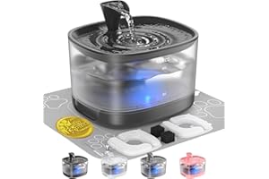 Veken Cat Water Fountain with Detachable Tank, Easy to Clean & Assemble, 84oz/2.5L Pet Drinking Dispenser with Quiet Operation & LED Light, Gifts, Cats, Dogs and Small Pets, Black