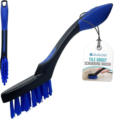 The Dustpan and Store Grout Tile Brush Set with Ergonomic Handle