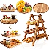 SMUVSMU 6 Pcs Wooden Dessert Table Display Set, 2 Tier Cupcake Stand 3 Tier Cake Tower, Rustic Wooden Serving Platter for Tea Party, Wedding, Farmhouse Decor, Birthday Dessert Table Display