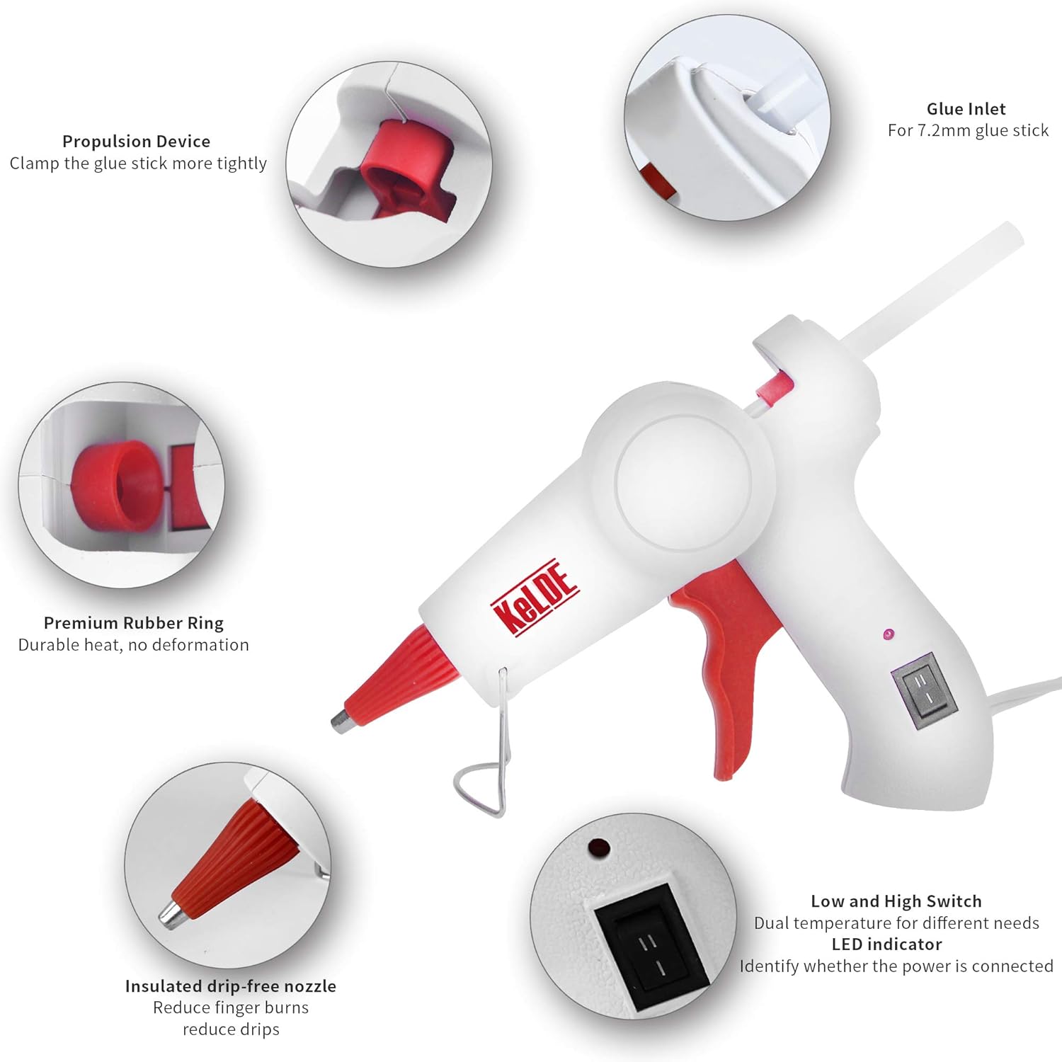 KeLDE Dual Temp Glue Gun - Fine Tip Nozzle Mini Hot Glue Gun Kit with 25pcs Glue Sticks for DIY & Craft Projects, 20 Watts: Home Improvement