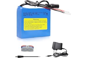 Horsun 12V 1500mAh Rechargeable Li-ion Battery, Bare Leads Wire Replacement Battery Pack with 12V Charger for 12V Devices RC Car, Boat, Robot, DIY, LED Light Strip, CCTV Camera