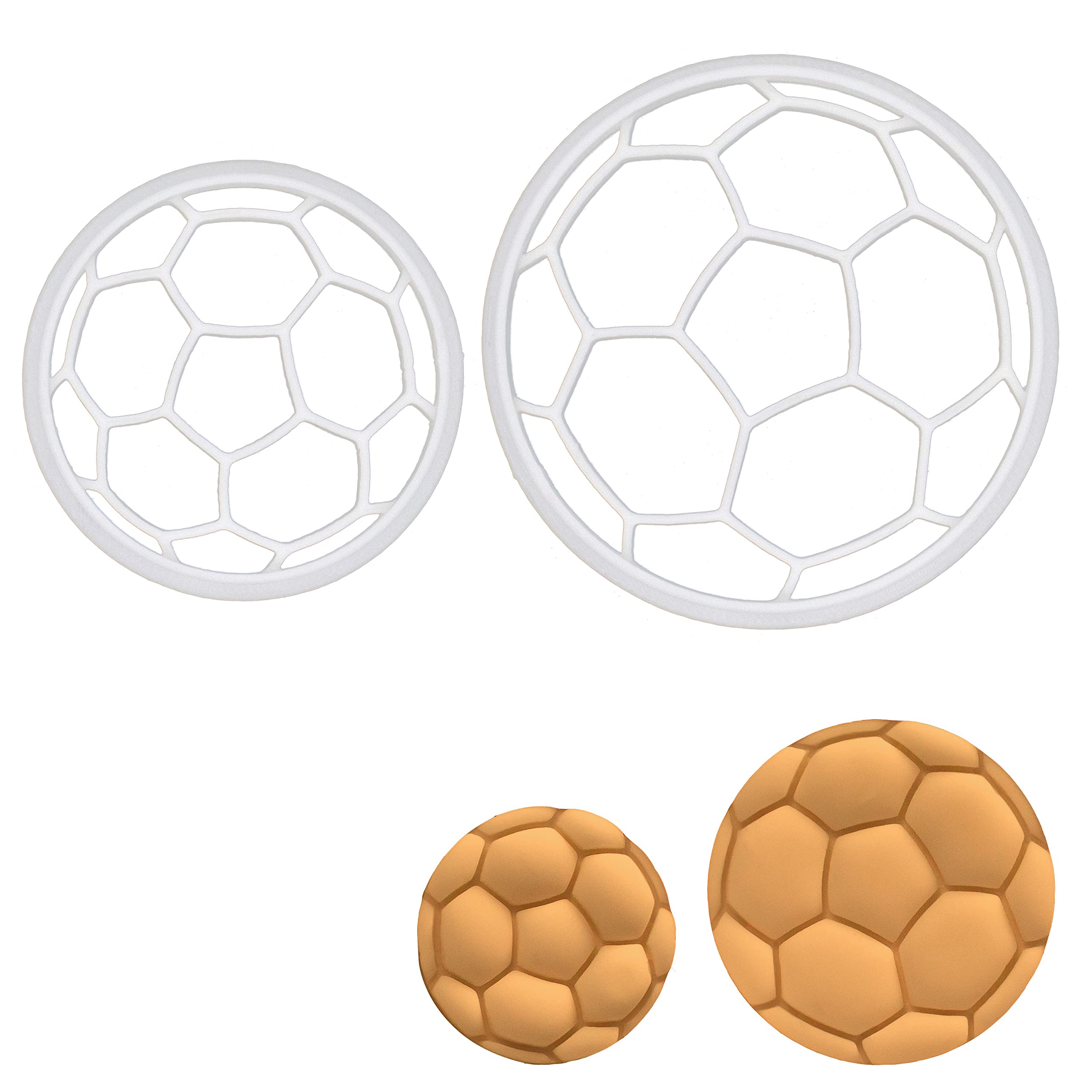 BAKERLOGY Set of 2 Soccer Balls Cookie Cutters (Get Both Extra Small and Small Sizes) - Detailed Biscuit Cutter Design, Ideal on Fondant, Dough, Clay