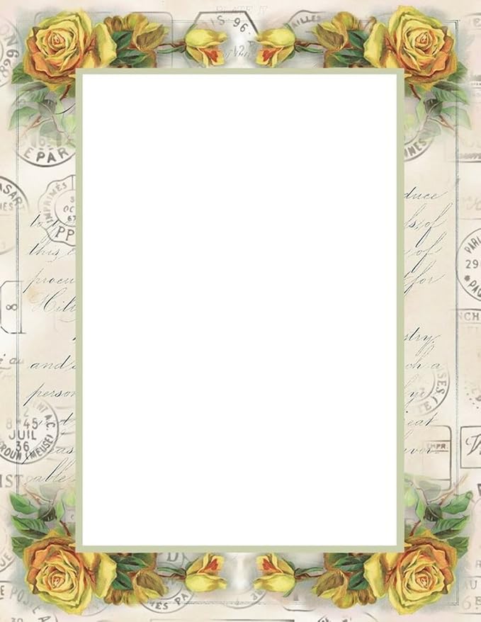 Yellow Floral Stationery Printer Paper 26 Sheets Office