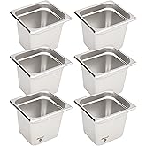 BIEAMA 6 Pack Hotel Pans, 1/6 Size 6" Deep, NSF, Commercial Stainless Steel Pan, Steam Table Pan, Catering Food Pans